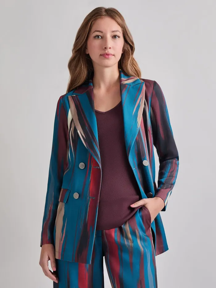 Misook Heritage Fit DoubleBreasted Brushstroke Woven Blazer Women Jackets and Coats Misook Heritage Fit DoubleBreasted Brushstroke Woven Blazer Women Jackets and Coats