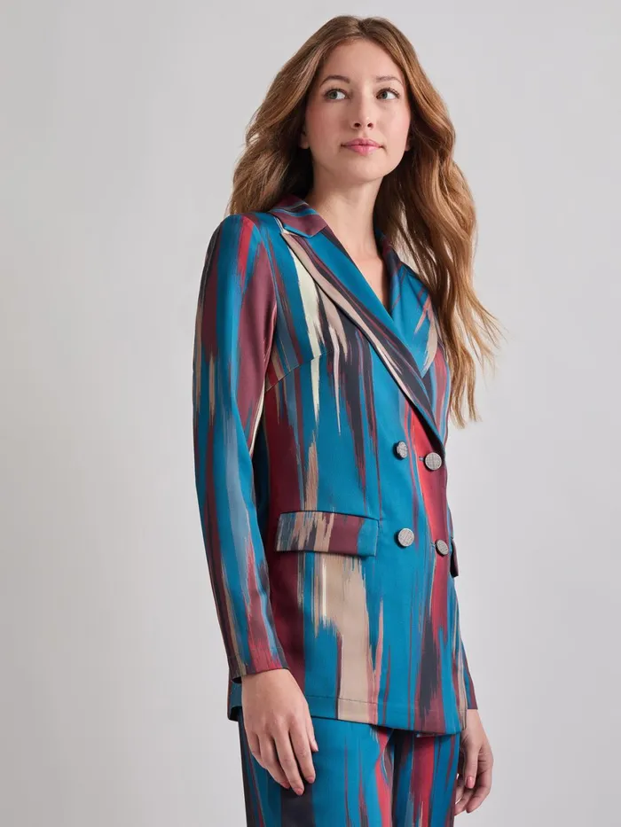 Misook Heritage Fit DoubleBreasted Brushstroke Woven Blazer Women Jackets and Coats Misook Heritage Fit DoubleBreasted Brushstroke Woven Blazer Women Jackets and Coats
