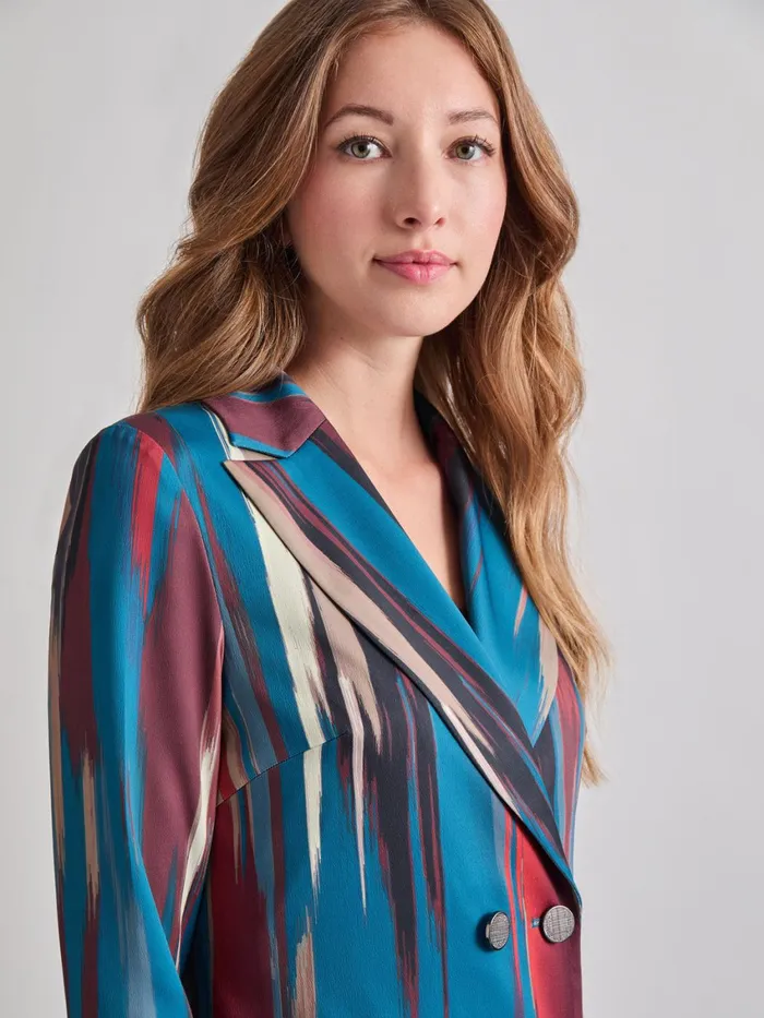 Misook Heritage Fit DoubleBreasted Brushstroke Woven Blazer Women Jackets and Coats Misook Heritage Fit DoubleBreasted Brushstroke Woven Blazer Women Jackets and Coats