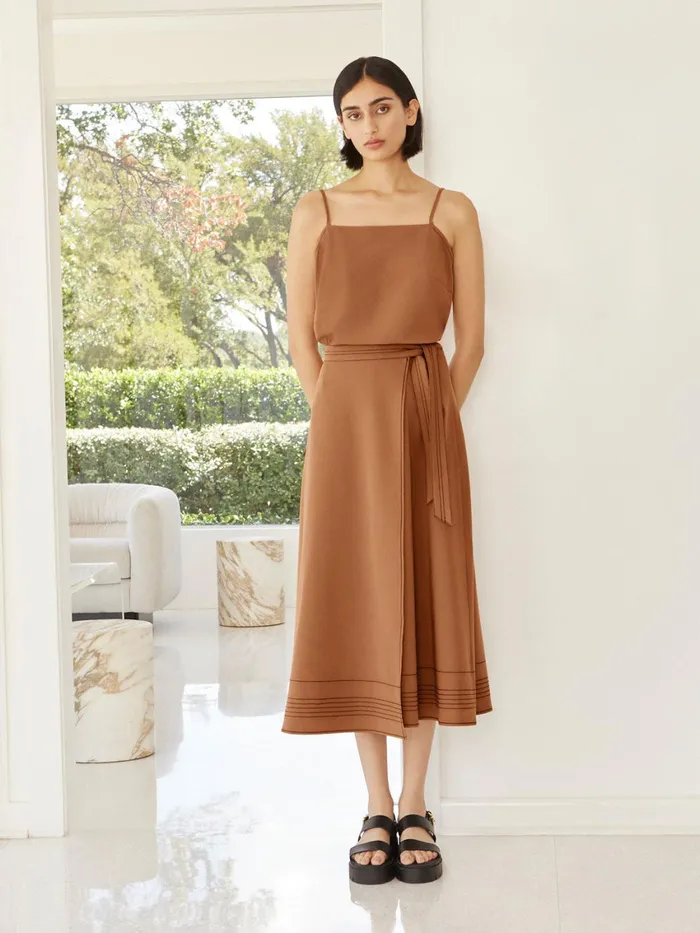 Misook Maxi Wrap Skirt 8211 Contrast Stitch Woven Twill Women Skirts Misook Maxi Wrap Skirt 8211 Contrast Stitch Woven Twill Women Skirts