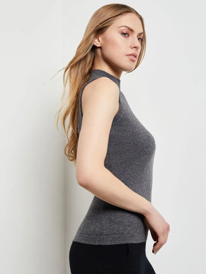 Misook Mock Neck Cashmere Tank Top Women Tops and Tees Misook Mock Neck Cashmere Tank Top Women Tops and Tees