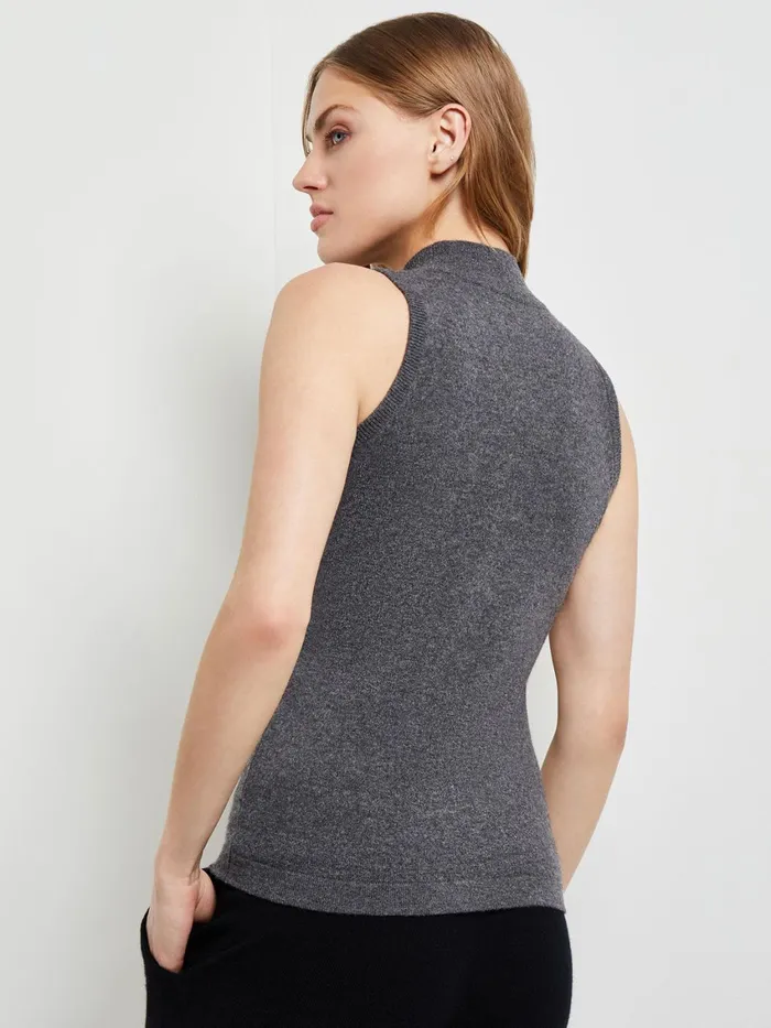 Misook Mock Neck Cashmere Tank Top Women Tops and Tees Misook Mock Neck Cashmere Tank Top Women Tops and Tees
