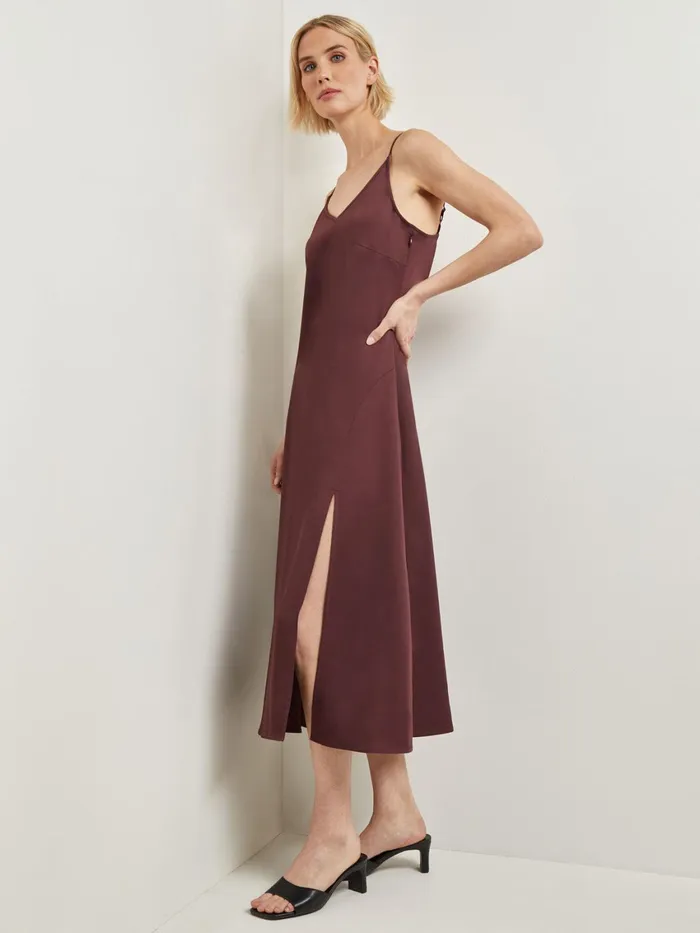 Misook Modern Fit ALine Crepe De Chine Slip Maxi Dress Women Dresses Misook Modern Fit ALine Crepe De Chine Slip Maxi Dress Women Dresses