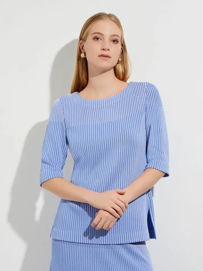Misook MultiStripe Soft Knit Tunic Women Tops and Tees Misook MultiStripe Soft Knit Tunic Women Tops and Tees