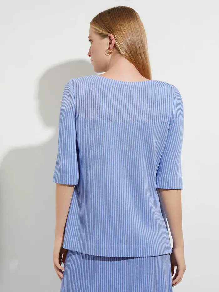 Misook MultiStripe Soft Knit Tunic Women Tops and Tees Misook MultiStripe Soft Knit Tunic Women Tops and Tees