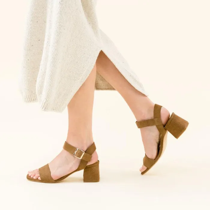 Nisolo Sandals Women Stella GoTo Block Heel Sandal Taupe Suede Nisolo Sandals Women Stella GoTo Block Heel Sandal Taupe Suede