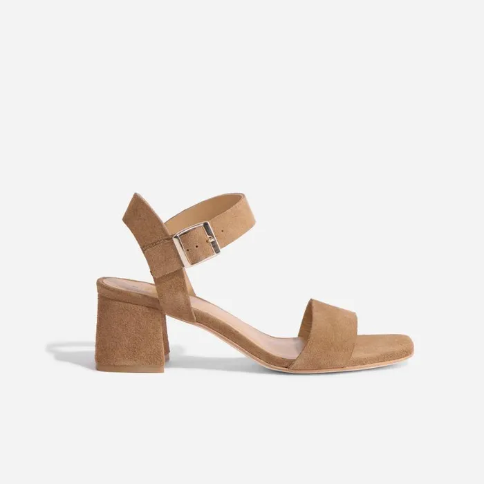 Nisolo Sandals Women Stella GoTo Block Heel Sandal Taupe Suede Nisolo Sandals Women Stella GoTo Block Heel Sandal Taupe Suede