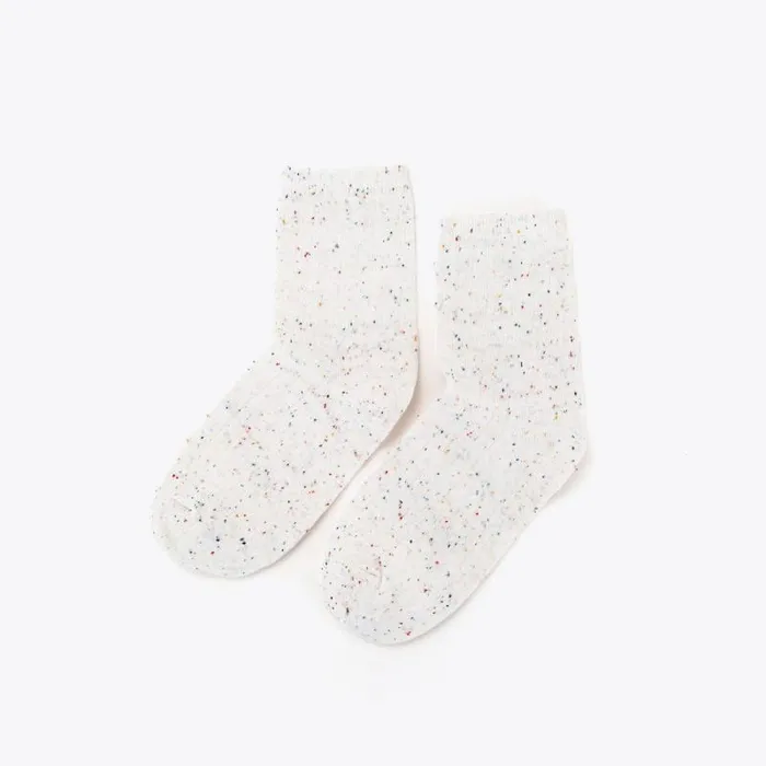 Nisolo Socks Men Cotton Mid Sock Ivory Multicolor Marl