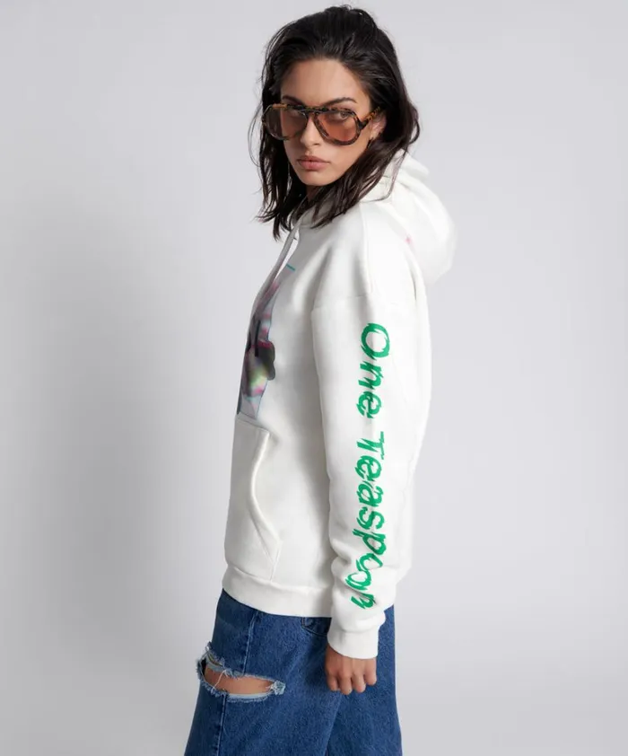One Teaspoon Hoodies And Sweats GET PHYSICAL OVERSIZED HOODY WHITE 8211 Women