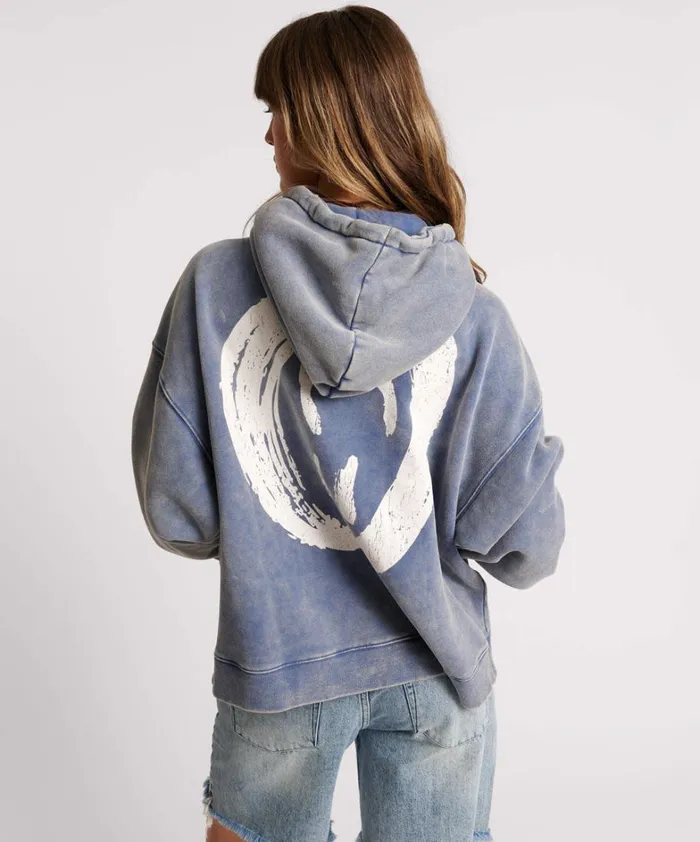 One Teaspoon Hoodies And Sweats WASHED BLUE SMILEY BATWING HOODY 8211 Women One Teaspoon Hoodies And Sweats WASHED BLUE SMILEY BATWING HOODY 8211 Women