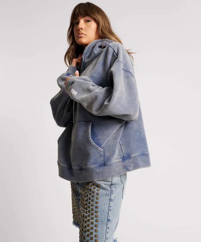 One Teaspoon Hoodies And Sweats WASHED BLUE SMILEY BATWING HOODY 8211 Women One Teaspoon Hoodies And Sweats WASHED BLUE SMILEY BATWING HOODY 8211 Women