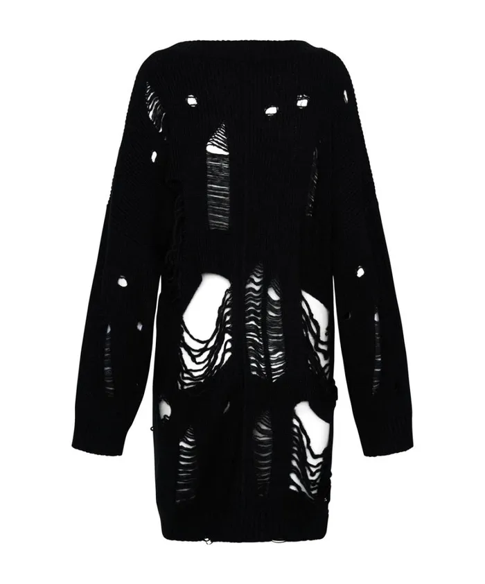 One Teaspoon Knitwear BLACK HERCULES SHREDDED SWEATER 8211 Women One Teaspoon Knitwear BLACK HERCULES SHREDDED SWEATER 8211 Women