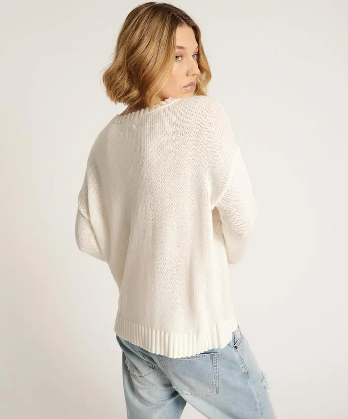 One Teaspoon Knitwear CLASSIC POCKET CHUNKY KNIT SWEATER WHITE 8211 Women One Teaspoon Knitwear CLASSIC POCKET CHUNKY KNIT SWEATER WHITE 8211 Women
