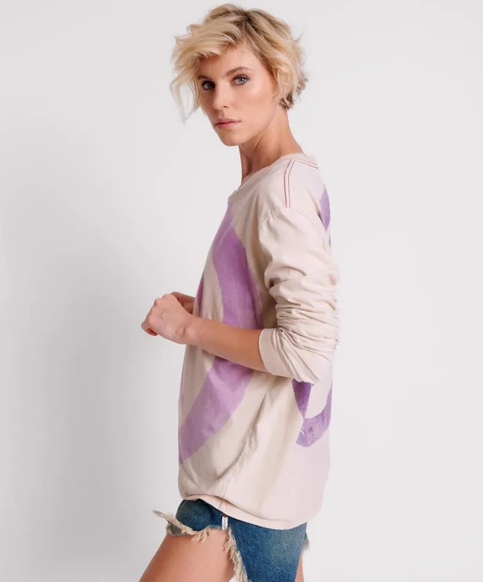 One Teaspoon Tees and Tanks SMILEY VIOLET LONG SLEEVE TEE 8211 Women One Teaspoon Tees and Tanks SMILEY VIOLET LONG SLEEVE TEE 8211 Women