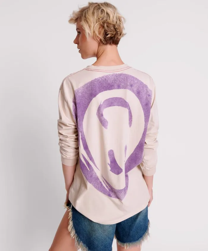 One Teaspoon Tees and Tanks SMILEY VIOLET LONG SLEEVE TEE 8211 Women One Teaspoon Tees and Tanks SMILEY VIOLET LONG SLEEVE TEE 8211 Women