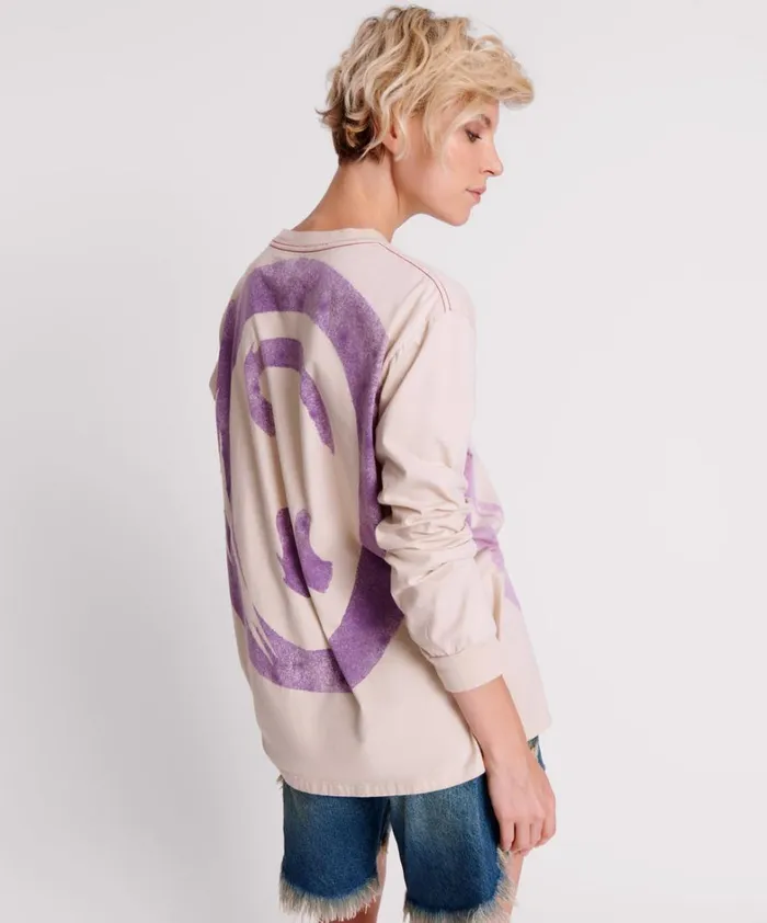 One Teaspoon Tees and Tanks SMILEY VIOLET LONG SLEEVE TEE 8211 Women One Teaspoon Tees and Tanks SMILEY VIOLET LONG SLEEVE TEE 8211 Women