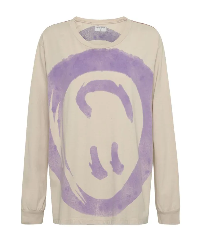 One Teaspoon Tees and Tanks SMILEY VIOLET LONG SLEEVE TEE 8211 Women One Teaspoon Tees and Tanks SMILEY VIOLET LONG SLEEVE TEE 8211 Women