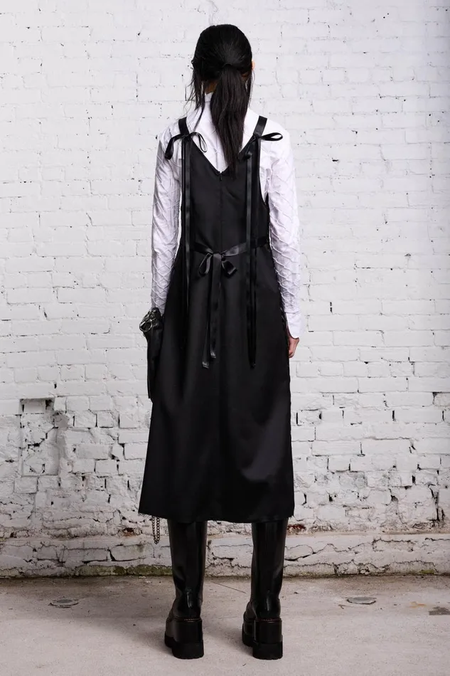R13 Dresses and Skirts Women TAPE TIE GRUNGE SLIP 8211 BLACK AND SATIN