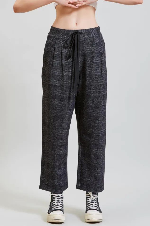 R13 Pants and Shorts Women CROPPED PLEATED WIDE LEG PANT 8211 GREY GLEN PLAID R13 Pants and Shorts Women CROPPED PLEATED WIDE LEG PANT 8211 GREY GLEN PLAID