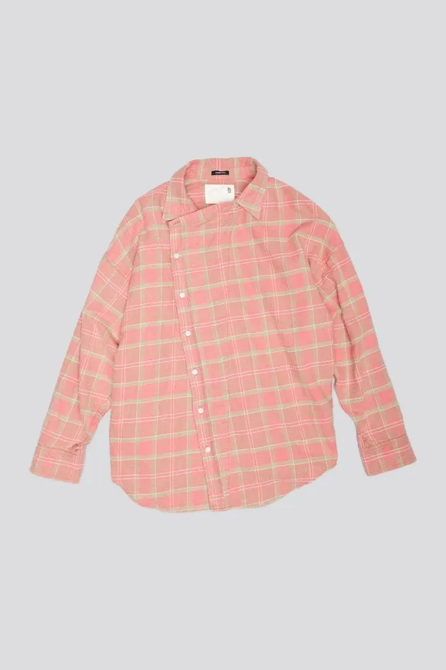 R13 Sale Women ASYMMETRICAL SHIRT 8211 PINK PLAID