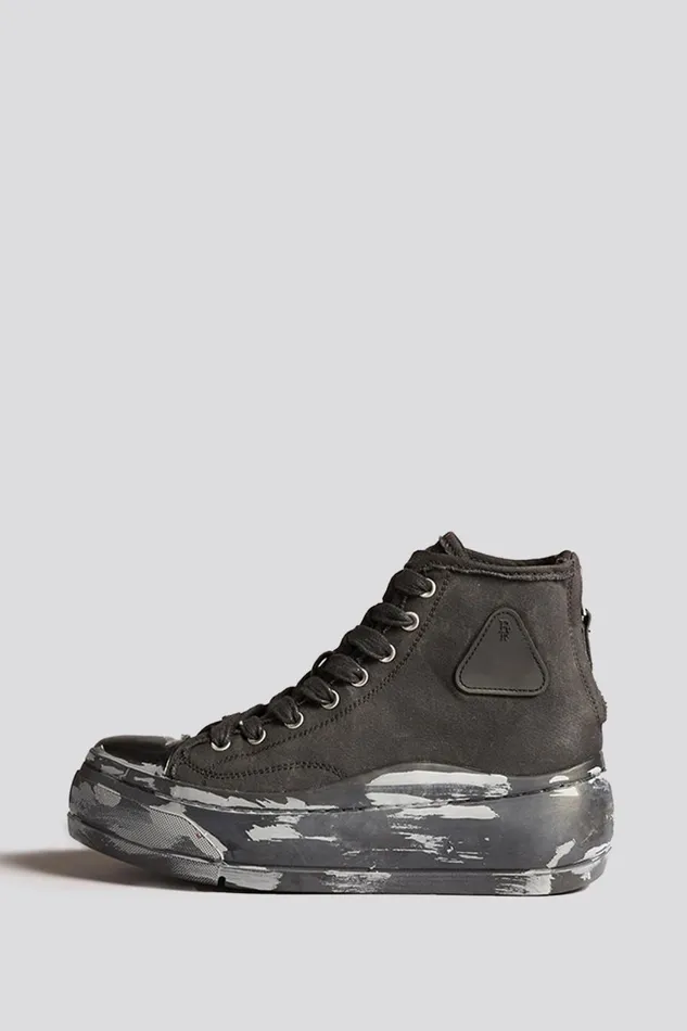 R13 Sale Women KURT HIGH TOP SNEAKERS 8211 SCRATCH PAINT BLACKOUT