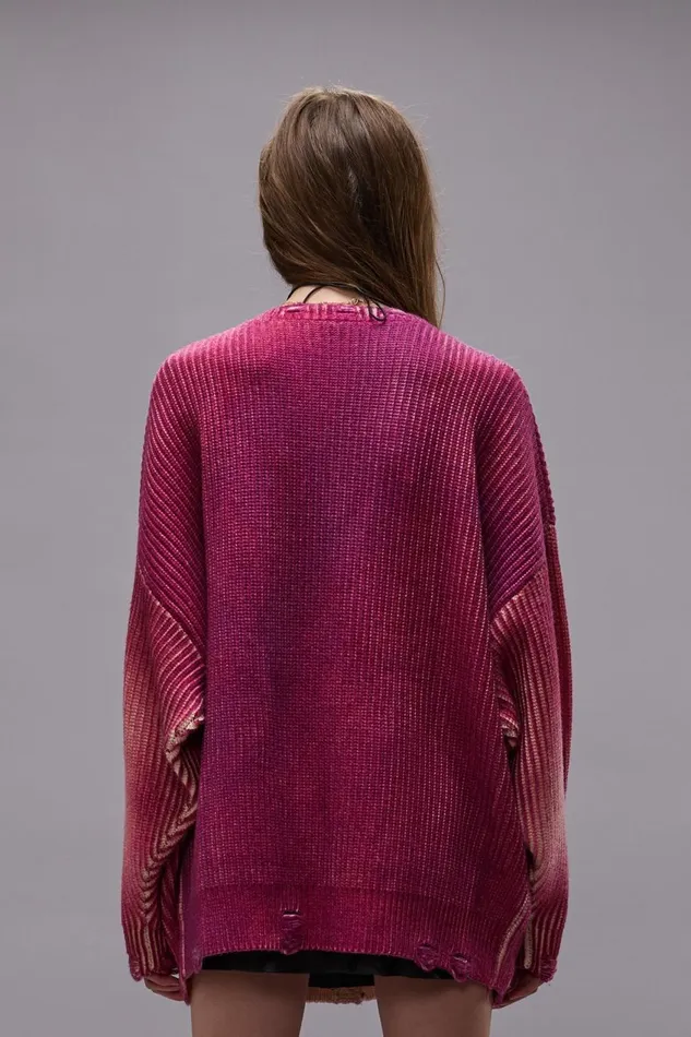 R13 Sweaters Women OVERSIZED CARDIGAN 8211 RASPBERRY PRINT