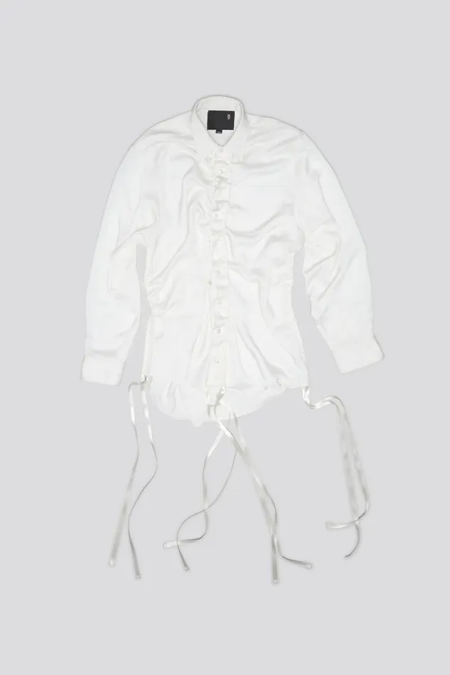 R13 Tops Women SHIRRED BOYFRIEND SHIRT 8211 WHITE