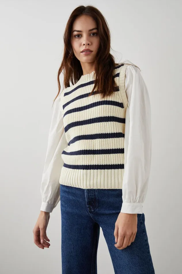 Rails Sweaters Women BAMBI SWEATER Ivory Navy Stripe