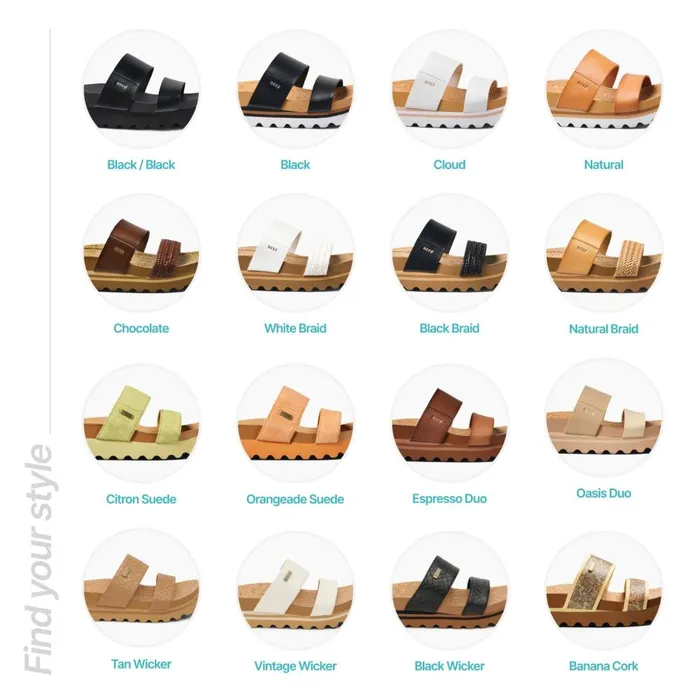 Reef Slides Women Cushion Vista Hi Frosty Cork Reef Slides Women Cushion Vista Hi Frosty Cork