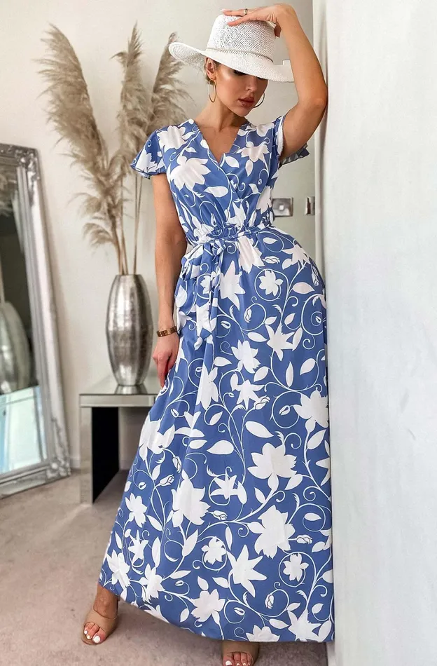 Rinesse Blue Printed Wrap Maxi Dress Women Missfiga Wrap Dresses Rinesse Blue Printed Wrap Maxi Dress Women Missfiga Wrap Dresses