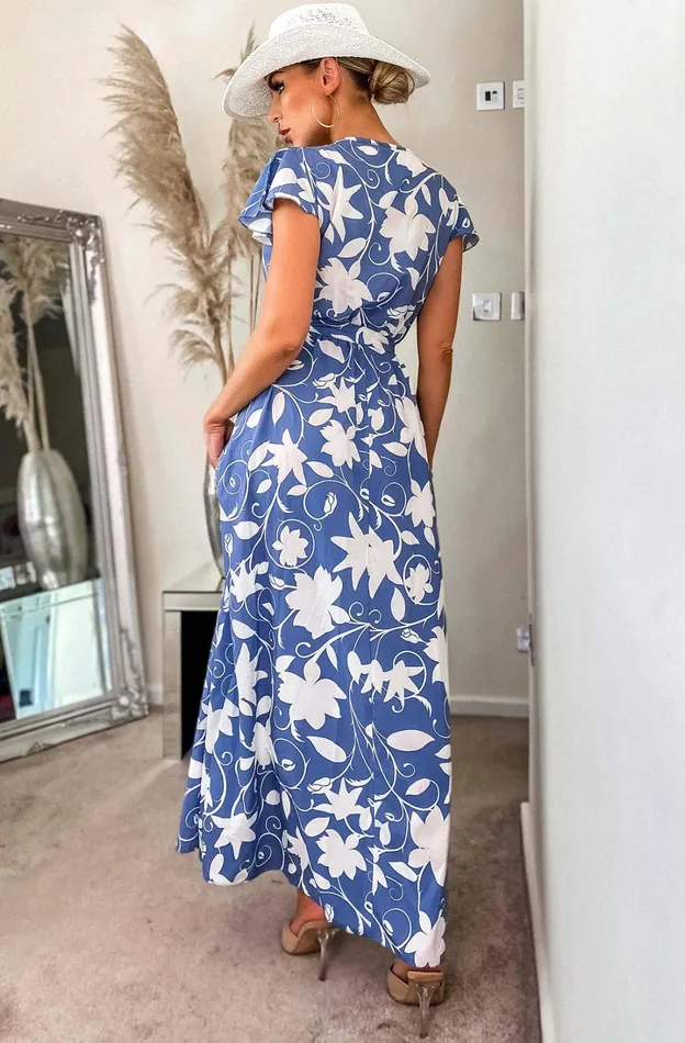 Rinesse Blue Printed Wrap Maxi Dress Women Missfiga Wrap Dresses Rinesse Blue Printed Wrap Maxi Dress Women Missfiga Wrap Dresses