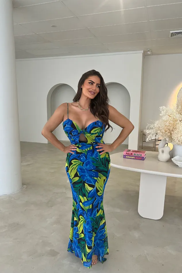 Runaway The Label Maxi Shop MARLINI MAXI DRESS 8211 BLUE FLORAL Runaway The Label Maxi Shop MARLINI MAXI DRESS 8211 BLUE FLORAL