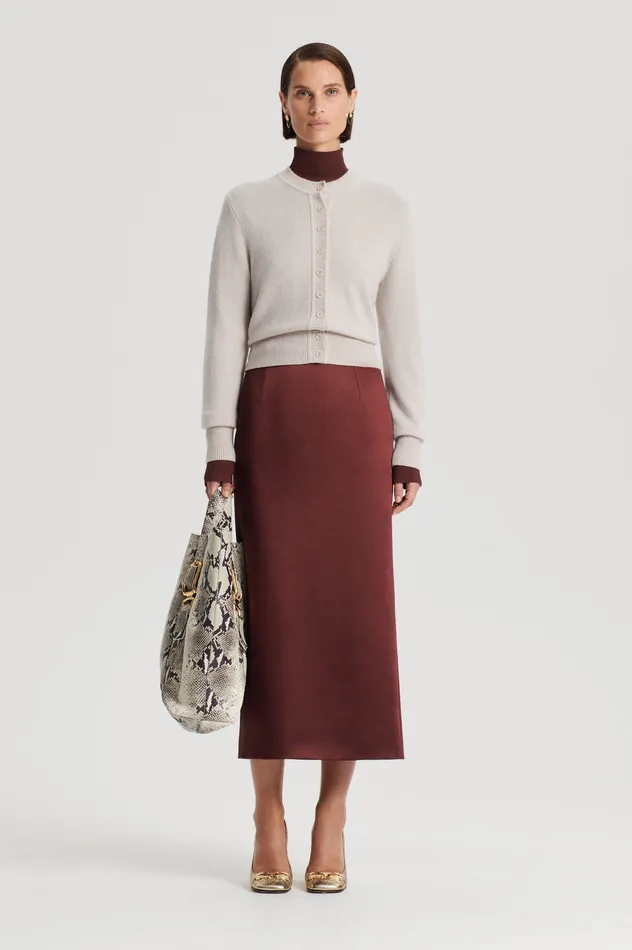SATIN PENCIL SKIRT BURGUNDY Women Skirts Scanlan Theodore