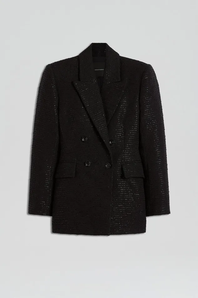 Scanlan Theodore Jackets Women TAILORED SEQUIN JACKET BLACK Scanlan Theodore Jackets Women TAILORED SEQUIN JACKET BLACK