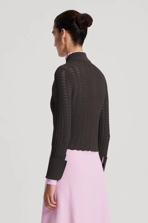 Scanlan Theodore PLEAT LACE LS SHIRT JUNGLE Women Tops Scanlan Theodore PLEAT LACE LS SHIRT JUNGLE Women Tops