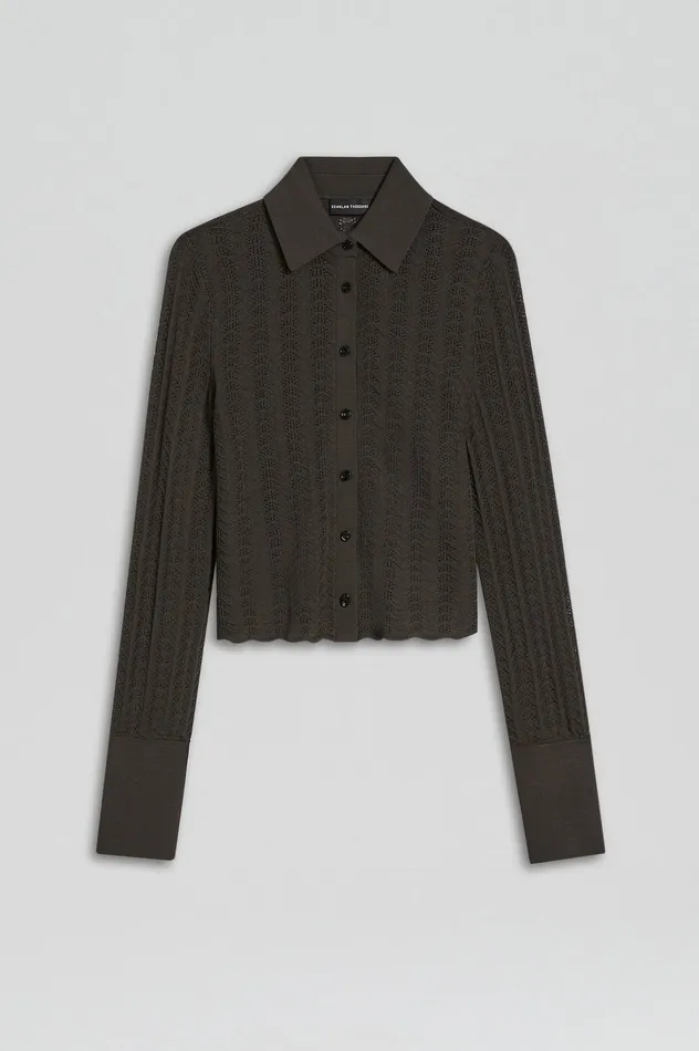 Scanlan Theodore PLEAT LACE LS SHIRT JUNGLE Women Tops Scanlan Theodore PLEAT LACE LS SHIRT JUNGLE Women Tops