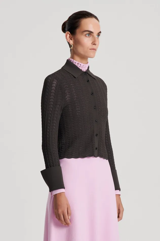 Scanlan Theodore PLEAT LACE LS SHIRT JUNGLE Women Tops Scanlan Theodore PLEAT LACE LS SHIRT JUNGLE Women Tops