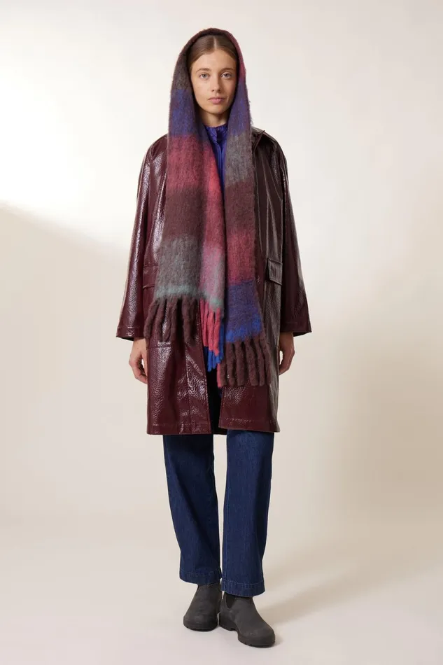 Scarves and Beanies Women Leon and Harper Elton Check3 Scraf Blue