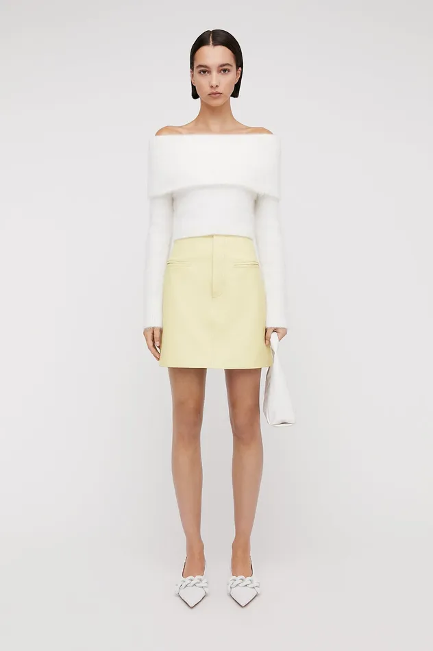 Skirts Women Scanlan Theodore LEATHER MINI SKIRT LEMON Skirts Women Scanlan Theodore LEATHER MINI SKIRT LEMON