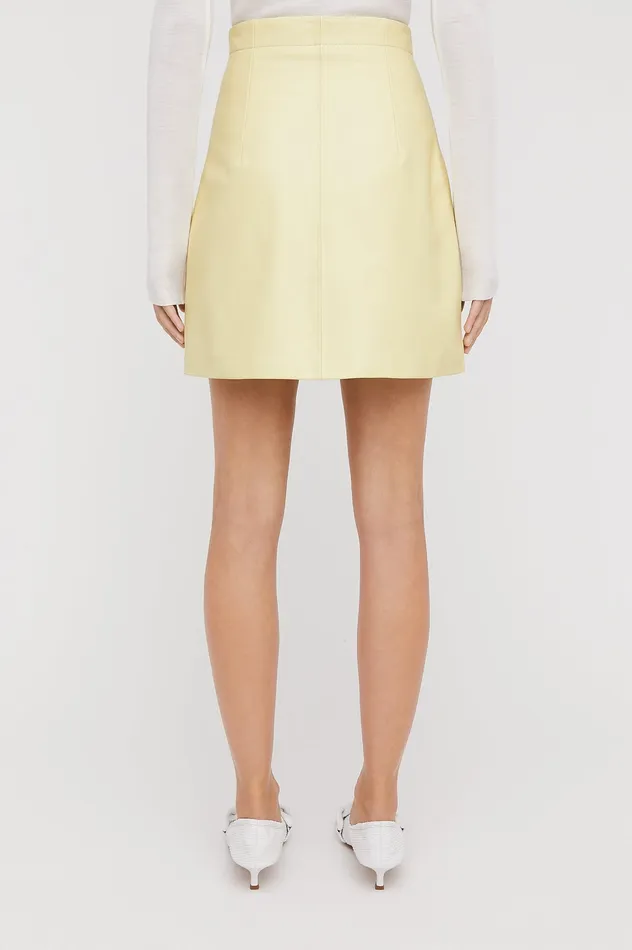 Skirts Women Scanlan Theodore LEATHER MINI SKIRT LEMON Skirts Women Scanlan Theodore LEATHER MINI SKIRT LEMON