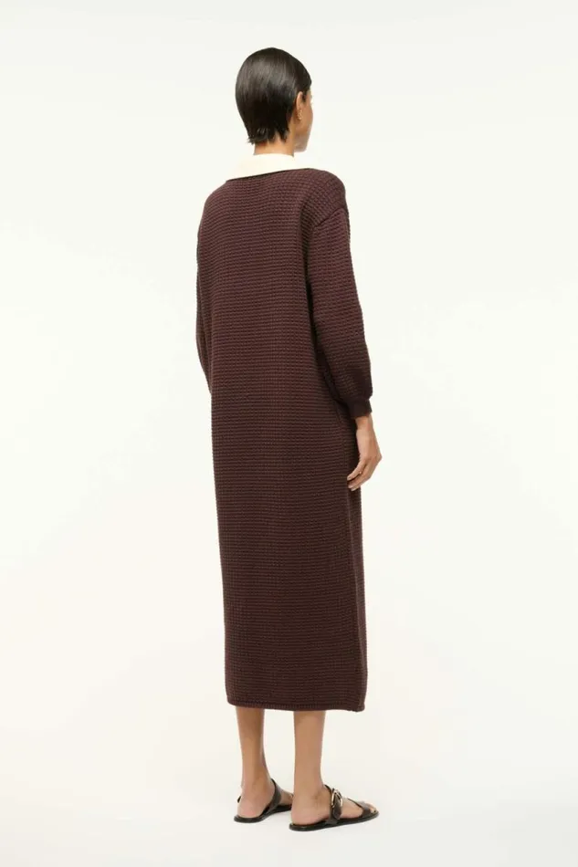 STAUD Dresses ALTEA DRESS Dark Chocolate Ivory 8211 Women STAUD Dresses ALTEA DRESS Dark Chocolate Ivory 8211 Women