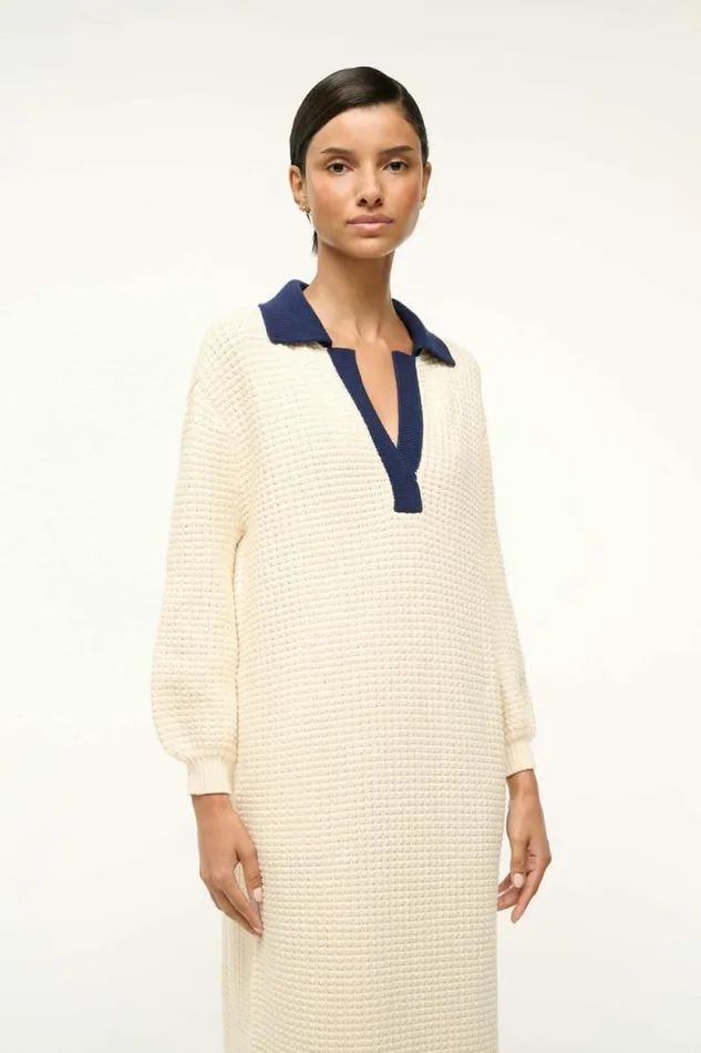 STAUD Dresses ALTEA DRESS Ivory Navy 8211 Women STAUD Dresses ALTEA DRESS Ivory Navy 8211 Women