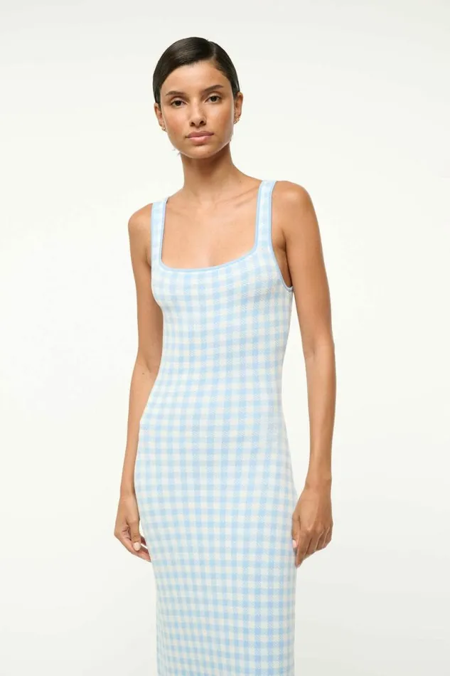 STAUD Dresses KATIE DRESS Sky Gingham 8211 Women STAUD Dresses KATIE DRESS Sky Gingham 8211 Women