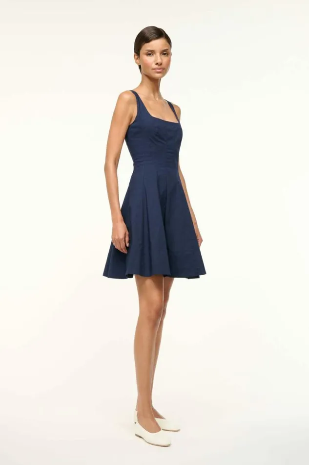 STAUD Dresses MINI WELLS DRESS Navy 8211 Women STAUD Dresses MINI WELLS DRESS Navy 8211 Women