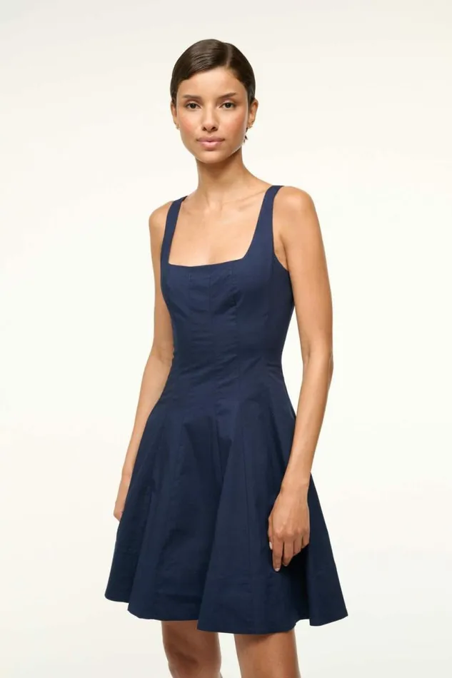 STAUD Dresses MINI WELLS DRESS Navy 8211 Women STAUD Dresses MINI WELLS DRESS Navy 8211 Women