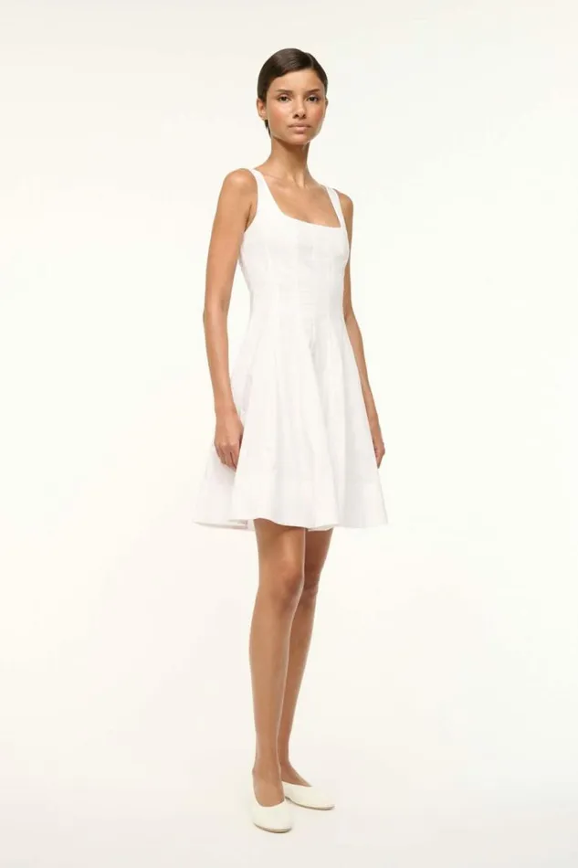 STAUD Dresses MINI WELLS DRESS White 8211 Women STAUD Dresses MINI WELLS DRESS White 8211 Women