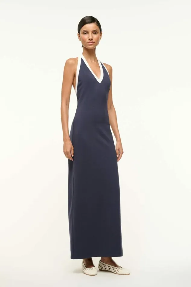 STAUD Dresses NAOMI DRESS Navy White 8211 Women STAUD Dresses NAOMI DRESS Navy White 8211 Women