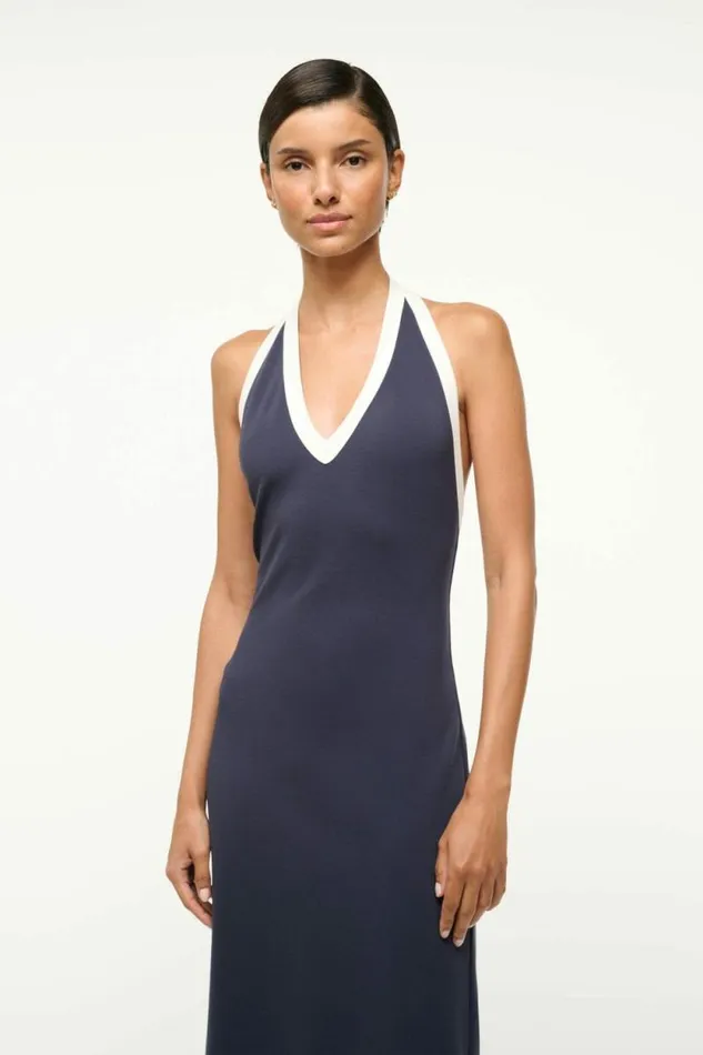 STAUD Dresses NAOMI DRESS Navy White 8211 Women STAUD Dresses NAOMI DRESS Navy White 8211 Women