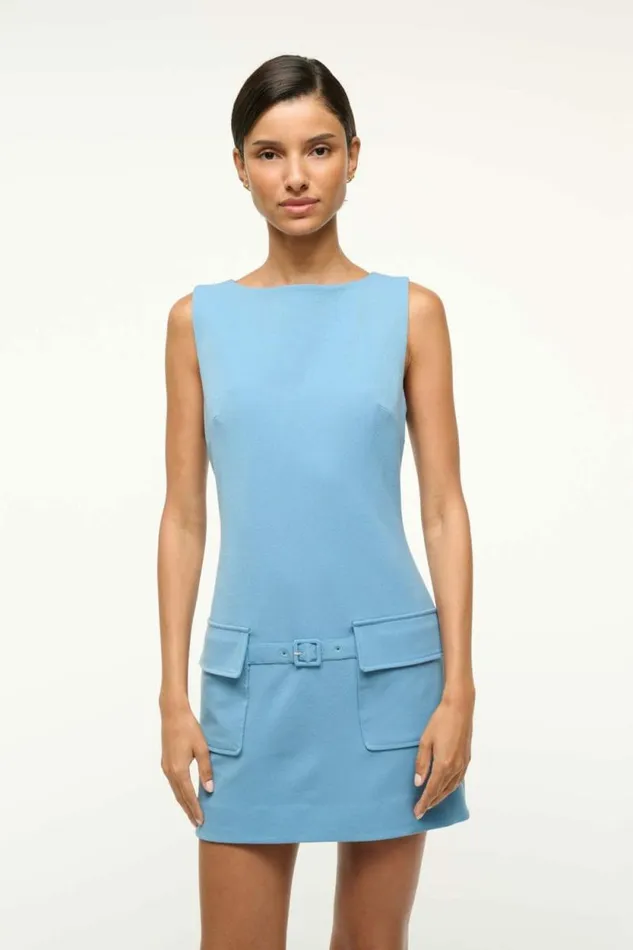 STAUD Dresses SHEILA DRESS Slate Blue 8211 Women STAUD Dresses SHEILA DRESS Slate Blue 8211 Women