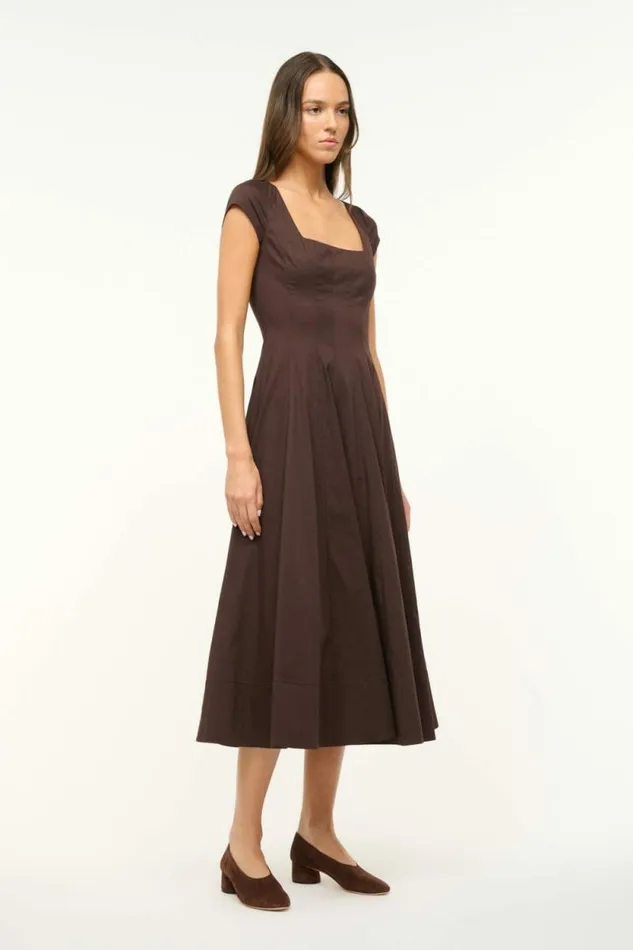 STAUD Dresses SHORT SLEEVE WELLS DRESS Earth 8211 Women STAUD Dresses SHORT SLEEVE WELLS DRESS Earth 8211 Women